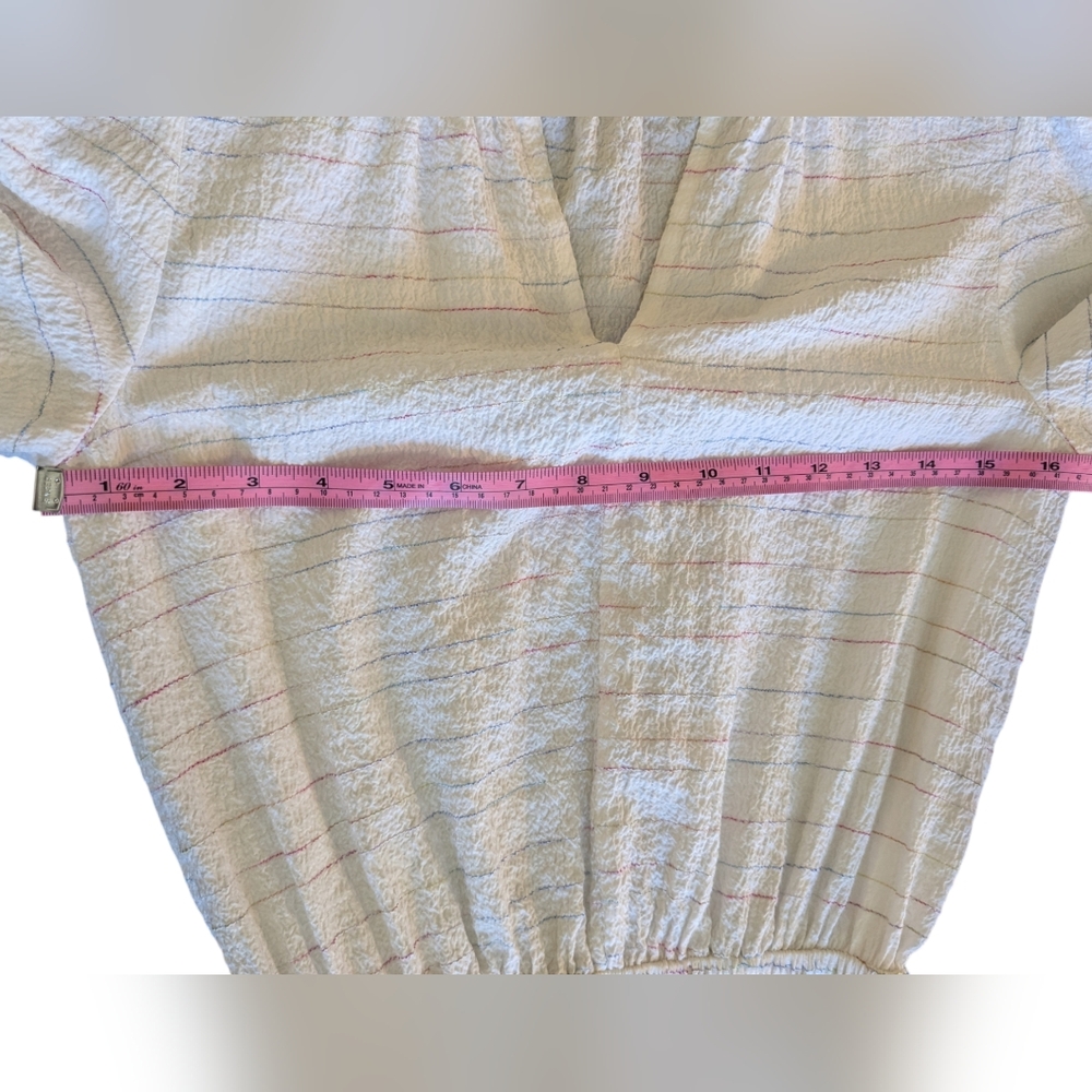 Tommy Hilfiger Prism Ripple Tiered Boho Dress Subtle Rainbow Stripes sz 2 - Picture 3 of 11